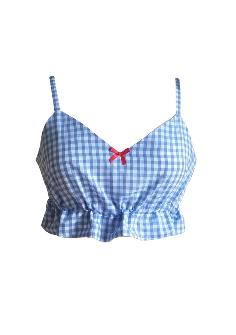 Gingham Frilly Pin Up Girl Camisole XXL Made to Order in Sizes XS