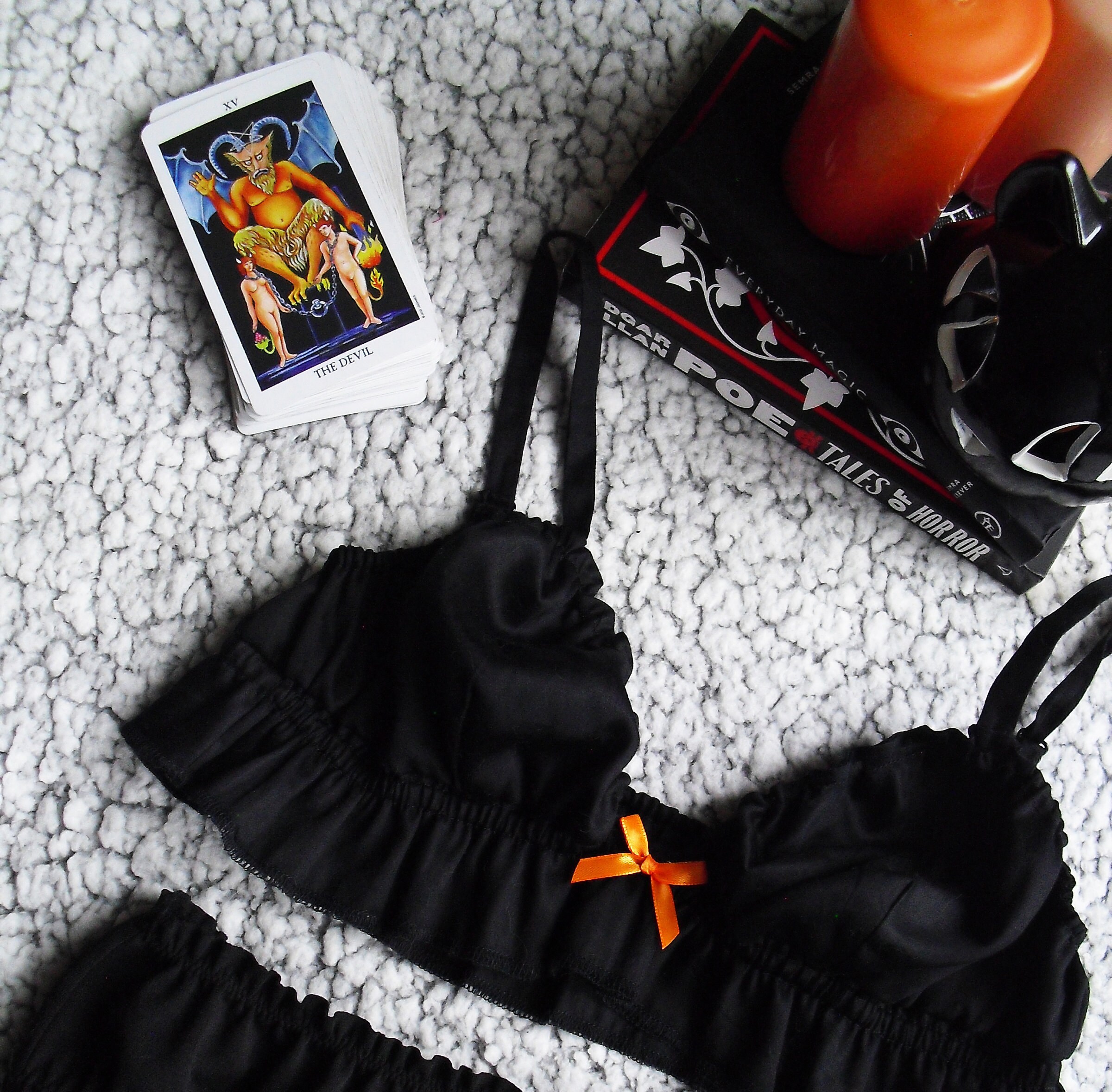 Image of Black Frilly Jersey Bralette - Made To Order in Sizes Xs Xl