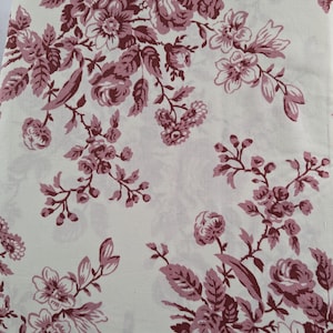 New Vintage Laura Ashley Colette Red Floral Drapery- Rod Pocket Panels