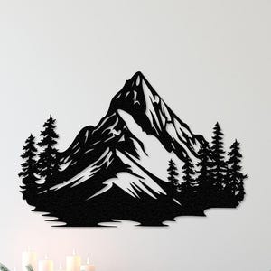 Mountain Pine Tree Forest Metal Wall Decor, Lake House Art, Farmhouse Decor, Nature Lover Gift, Fireplace Decor, Cabin Lodge Decor