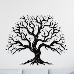 Decorazione murale in metallo con albero, decorazione naturale per la casa, albero genealogico, cartello in metallo per esterni, opera d'arte con albero della vita, regalo di Natale, arredamento in stile fattoria