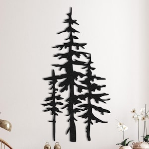 Pine Forest Decor, Metal Tree Art, Evergreen Trees, Nature Home Decor, Branch Wall Art, Fireplace Decor, Farmhouse Decor, Tree Lover Gifts