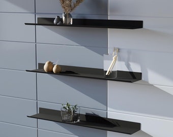 Estante de exhibición de metal, estante flotante, estante industrial personalizado, estante moderno, estante de granja negro, estante de baño, estante minimalista