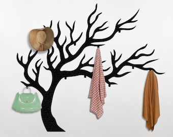 Decorative Tree Coat Hook, Entryway Organizer, Farmhouse Hall Tree, Clothes Hanger, Modern & Unique Wall Rack, Housewarming Gift