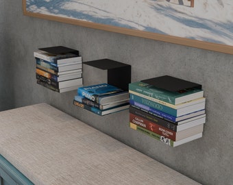 Metal Bookshelf Floating, Hidden Shelf Wall Mount, Bookshelf Decor Book Organizer, Small Shelf, Wall Bookshelf, Bookshelf Gifts