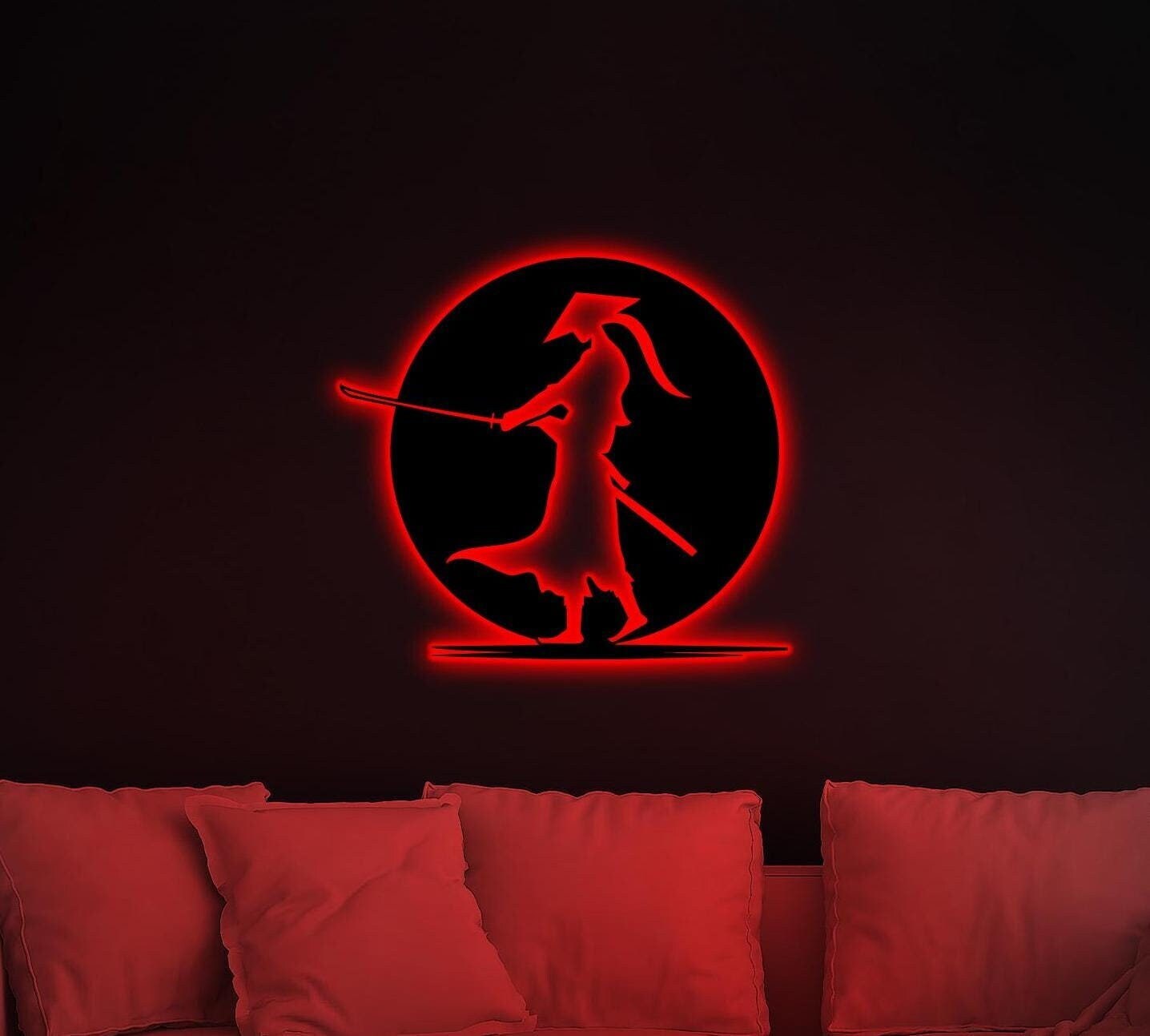 Led Design Samurai Samurai Warrior Japan LED Metal Sign, Man Cave Decor, Birthday Gift ...