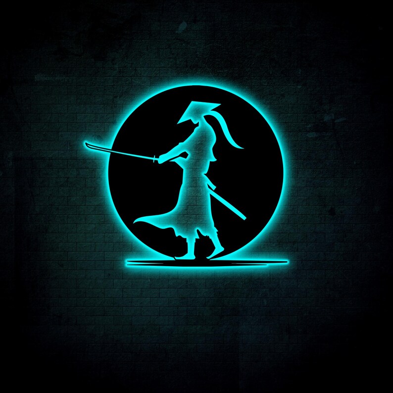 Led Design Samurai Samurai Warrior Japan LED Metal Sign, Man Cave Decor, Birthday Gift ...