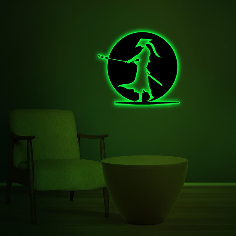 Led Design Samurai Samurai Warrior Japan LED Metal Sign, Man Cave Decor, Birthday Gift ...