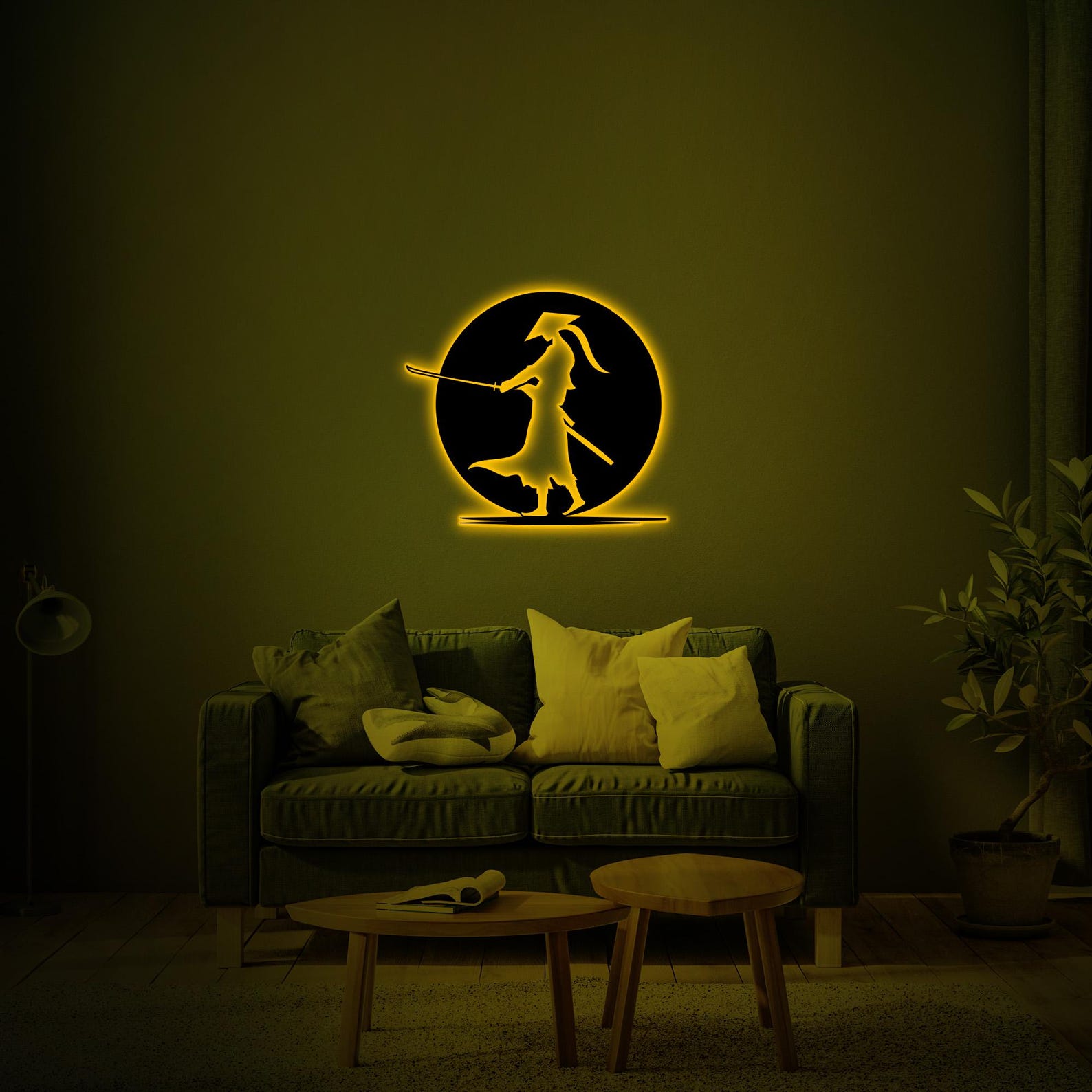 Led Design Samurai Samurai Warrior Japan LED Metal Sign, Man Cave Decor, Birthday Gift ...
