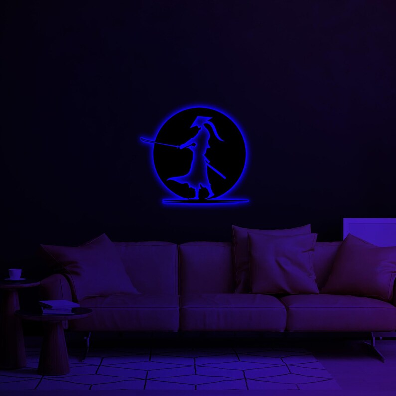 Led Design Samurai Samurai Warrior Japan LED Metal Sign, Man Cave Decor, Birthday Gift ...