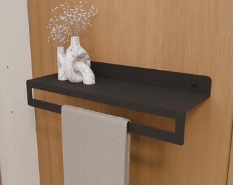 Handdoekenrek met plank, badkameropberger, handdoekhouder, badkamerdecoratie, boerderijmeubels, handdoekhanger
