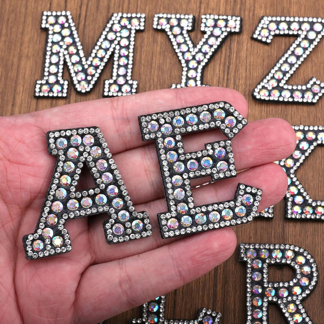 1pcs A-Z English Alphabet Colored Rhinestones Letter Patch IRON ON ...