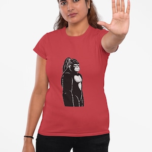 Funny Gorilla T-Shirt - Quirky Ape Graphic Tee - Unique Primate Lover Gift - Gorilla with Ponytail Shirt