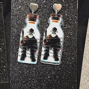 Killer in a bottle - Friday the 13th Jason Earrings