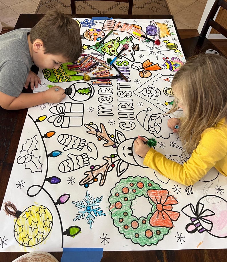 Giant Christmas Coloring Poster, Holiday Coloring Page, Gift for Kids ...