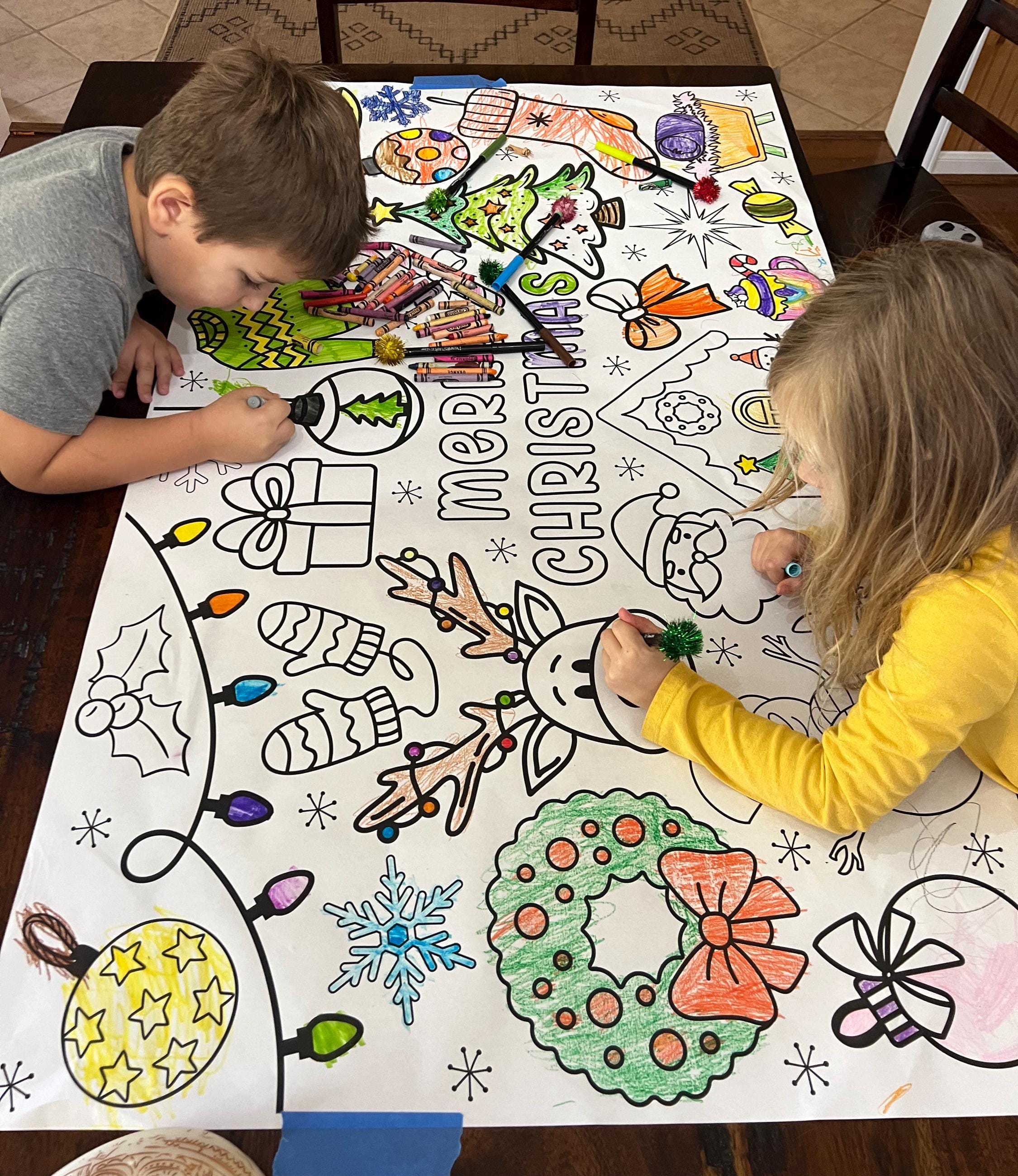 Giant Christmas Coloring Poster, Holiday Coloring Page, Gift for Kids ...