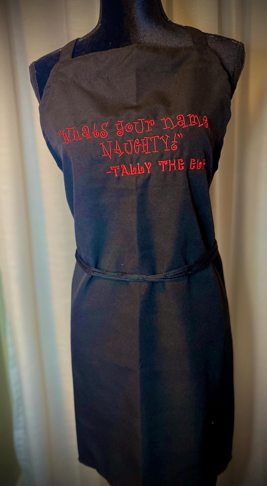 Embroidered Tally the Elf whats Your Name, Naughty Apron - Etsy