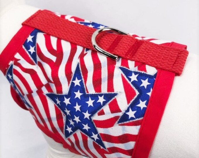 Fourth of July Patriotic Stars and Stripes Flag Dog Harness
