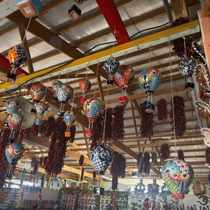 Hand-Painted Talavera Hot Air Balloon: Medium Mexican Ceramic Folk Art (12" Hanging)
