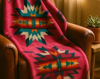 Manta tribal nativa americana - Tamaño king, reversible