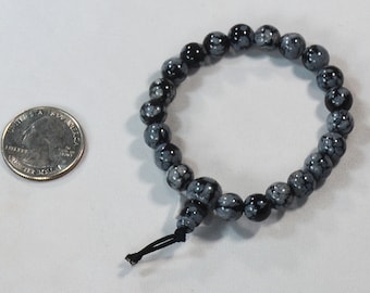 Natural Snowflake Obsidian Mala Stretch Bracelet – Healing Stone Jewelry