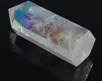 Angel Aura Quartz Crystal Point – Polished Rainbow Stone for Energy Healing & Meditation