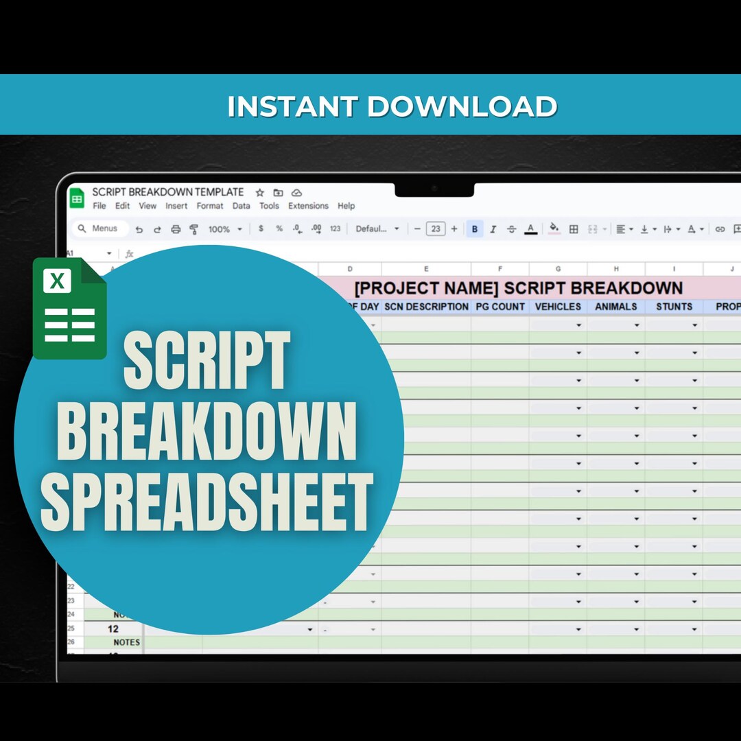 Script Breakdown Template Excel for Film TV Series Filmmaker Resource ...
