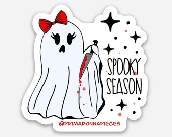 Killer Ghost Sticker Qty. 1| Ghost Stickers for Her| Girly Ghost Stickers| Horror Stickers| True Crime Gifts| Water Bottle Stickers