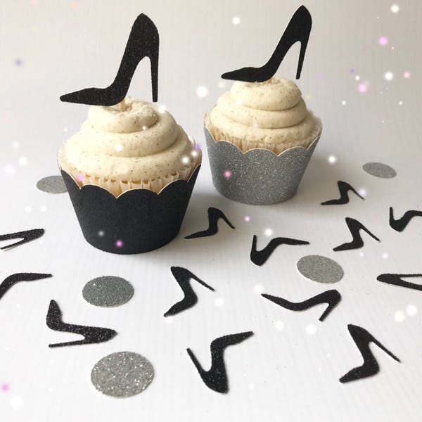 Shoe Cupcake Toppers (Qty. 6)| High Heel Cupcake Toppers| Heel Toppers| Shoe Picks| Bachelorette Toppers| Stiletto Cupcake Toppers
