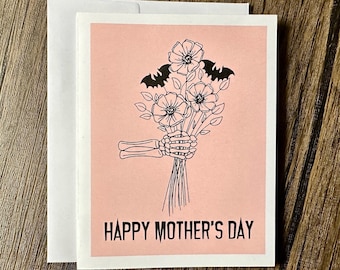 Gothic Mother's Day Card (Qty. 1)| Happy Mothers Day| Skeleton Mother's Day| Gothic Mama Gifts| Gothic Mum Cards| Halloween Mothers Day Card