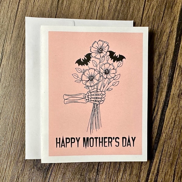 Gothic Mother's Day Card (Qty. 1)| Happy Mothers Day| Skeleton Mother's Day| Gothic Mama Gifts| Gothic Mum Cards| Halloween Mothers Day Card