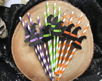 Witch Straws (Qty. 12)| Halloween Straws| Halloween Party Decor| Adult Halloween| Halloween Party DIY| Cocktail Stirrers| Drink Straws|