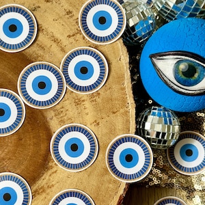 Coriandoli per occhi (quantità 30) / Decorazione per feste a forma di occhio blu / Decorazioni senza cattive vibrazioni / Decorazione per compleanno malvagio / Decorazione per feste a forma di occhio / Decorazione per feste mediterranee