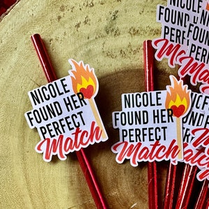Personalized Perfect Match Straws (Qty. 12)| She Found Her Perfect Match| Perfect Match Bachelorette Decor| Match Made in Heaven