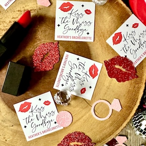 40 Stück Kiss the Miss Goodbye Konfetti | Küsse die Miss Bachelorette Decor | Küsse die Fräulein Hen Party | Küsse Fräulein Tschüss | Küsse die Fräulein Braut