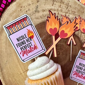 Perfect Match Cupcake Toppers (Menge 6) | Sie fand ihre perfekte Ergänzung | Perfektes Match Bachelorette | Perfektes Match-Dekor | Streichholzbach