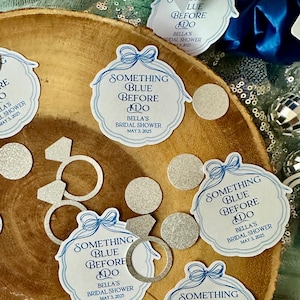 30 piezas de confeti "Algo azul antes de hacer algo" / "Algo azul antes de hacer algo" despedida de soltera / ¿Serás mi decoración de algo azul? / Tema de lazo azul