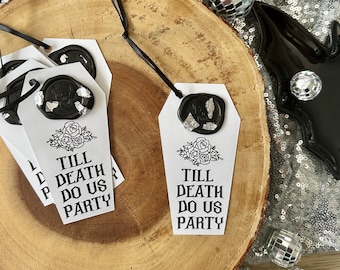 Til Death Do Us Party Hang Tags (Qty. 6)| Gothic Engagement| Gothic Bridal| Gothic Bachelorette| Gothic Hen Party| Halloween Bachelorette