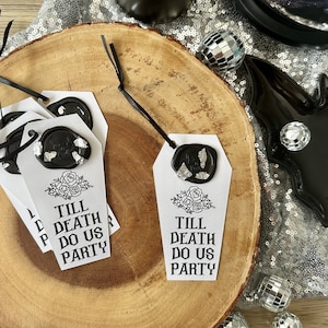 Til Death Do Us Party Hang Tags (Qty. 6)| Gothic Engagement| Gothic Bridal| Gothic Bachelorette| Gothic Hen Party| Halloween Bachelorette
