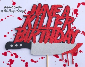 Adorno para tarta de cumpleaños de asesino/Adorno para tarta de Halloween/Adorno para tarta de terror/Cumpleaños de película de terror/Cumpleaños de terror