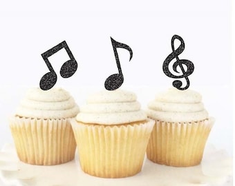 Music Note Cupcake Toppers (Qty. 6)| Music Party Decor| Music Note Cupcake Toppers| Rock Star Party Decor| Music Decorations| Music Toppers