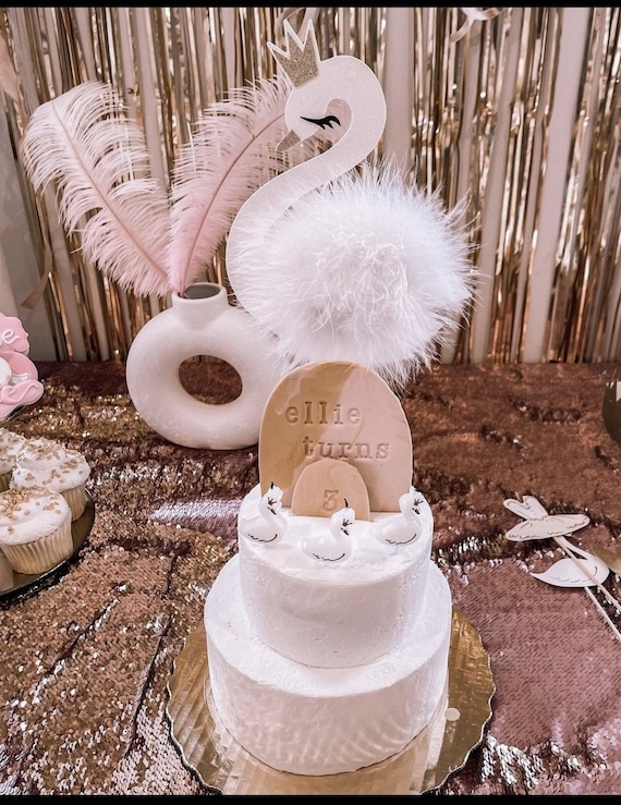 Swan Cake Topper Anniversaire De Cygne Gateau De Douche De Etsy
