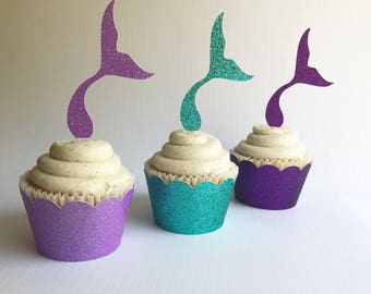 Mermaid Cupcake Toppers (Qty. 6)| Mermaid Party Decor| Mermaid Picks| Mermaid Party Theme| Mermaid Favors| Surfs Up Party Decor| Mermaid Dec