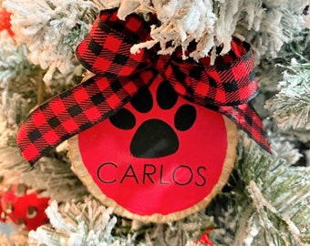 Personalized Dog Ornament (Qty. 1)| Custom Pet Ornament| Wood Slice Christmas Ornament| Memorial Pet Ornaments| Forever in Our Hearts