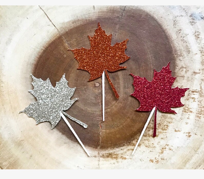 Leaf Cupcake Toppers. Autumn Cupcake Toppers Thanksgiving Etsy