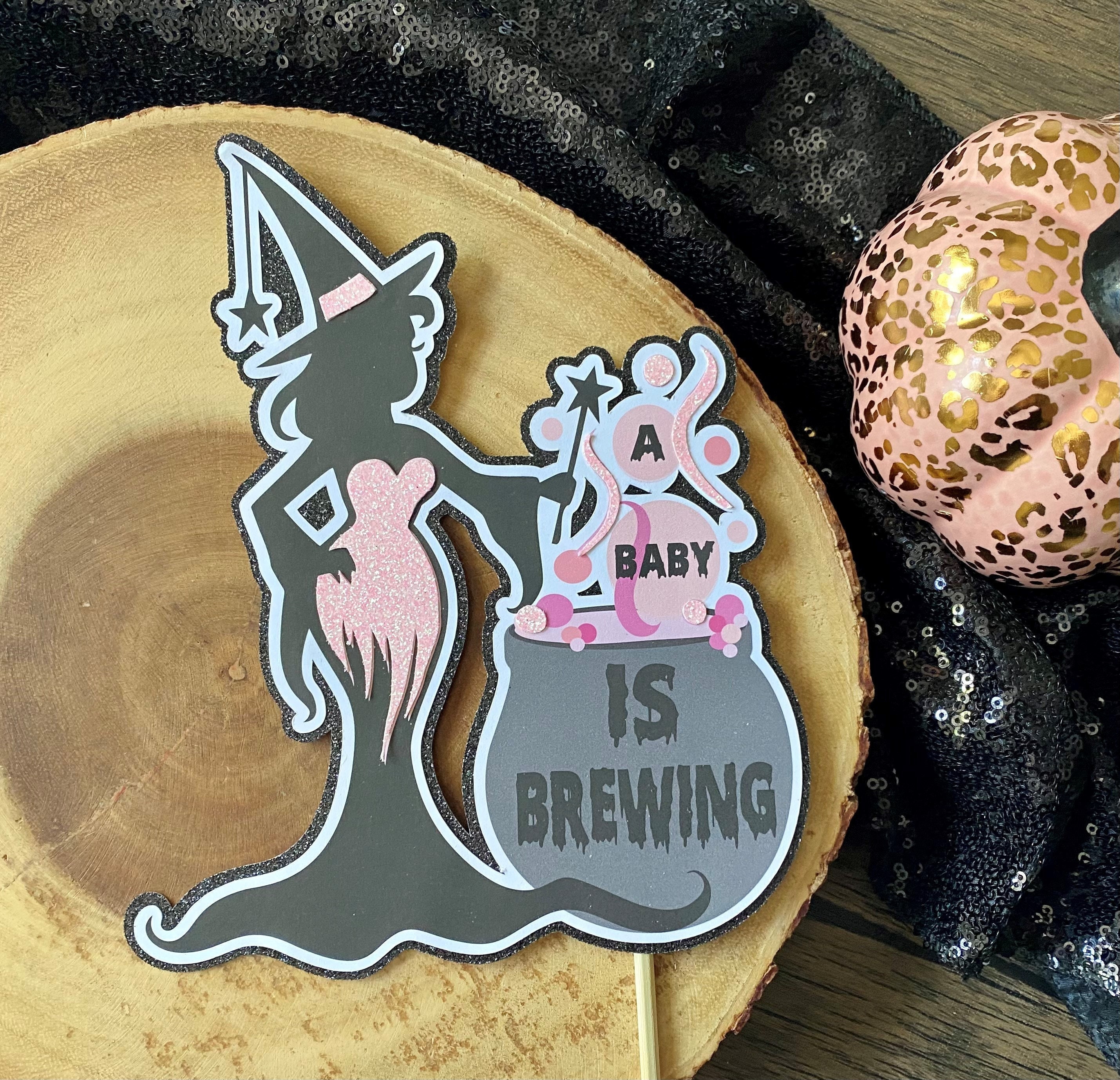 Baby Brewing Cake Topper Halloween Baby Shower Cake Topper Witch Cake Topper Halloween Gender Reveal Halloween Baby Shower