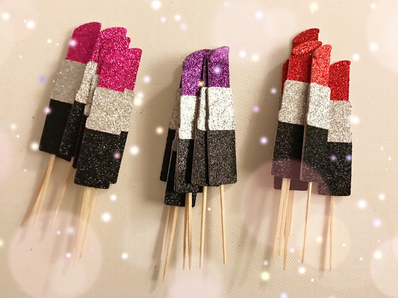 Lipstick Cupcake Toppers Lipstick Toppers Makeup Toppers Etsy
