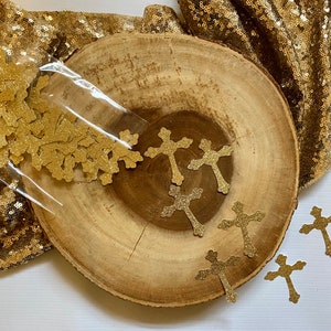 Confeti cruzado de 50 piezas / Decoraciones de bautismo / Confeti de mesa cruzada / Confeti de comunión / Confeti de bautismo / Decoración de fiesta religiosa