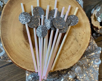 Disco Ball Straws (Qty. 12)| Last Disco Bachelorette| Last Disco Party Decor| Disco Wedding| Disco Drink Stirrers| Disco Ball Theme