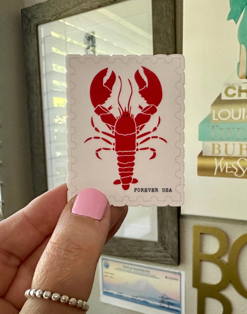 Lobster Stamp Sticker| Shell Fish Stickers| Coastal Stickers| Journal ...
